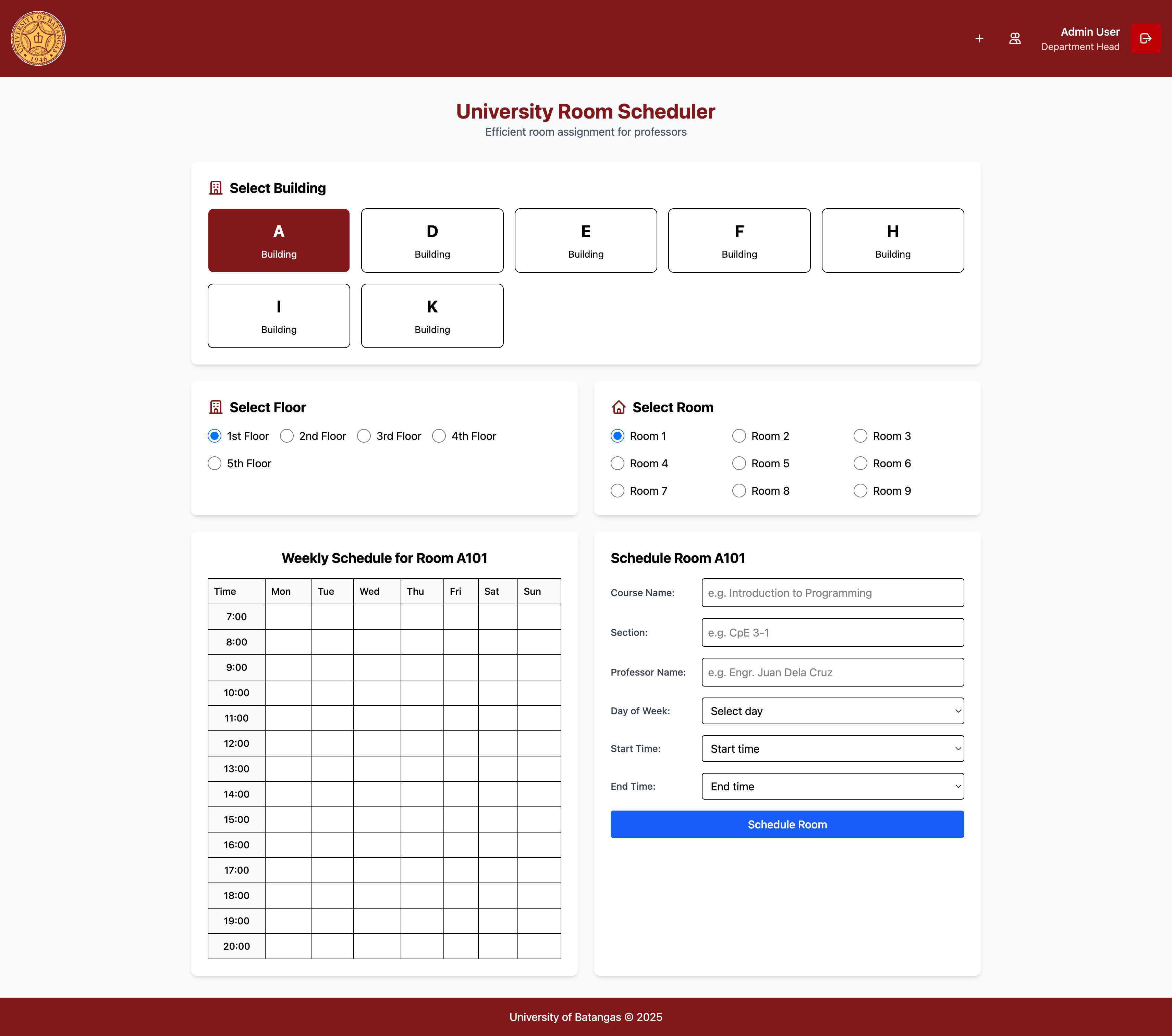 University of Batangas Room Scheduler